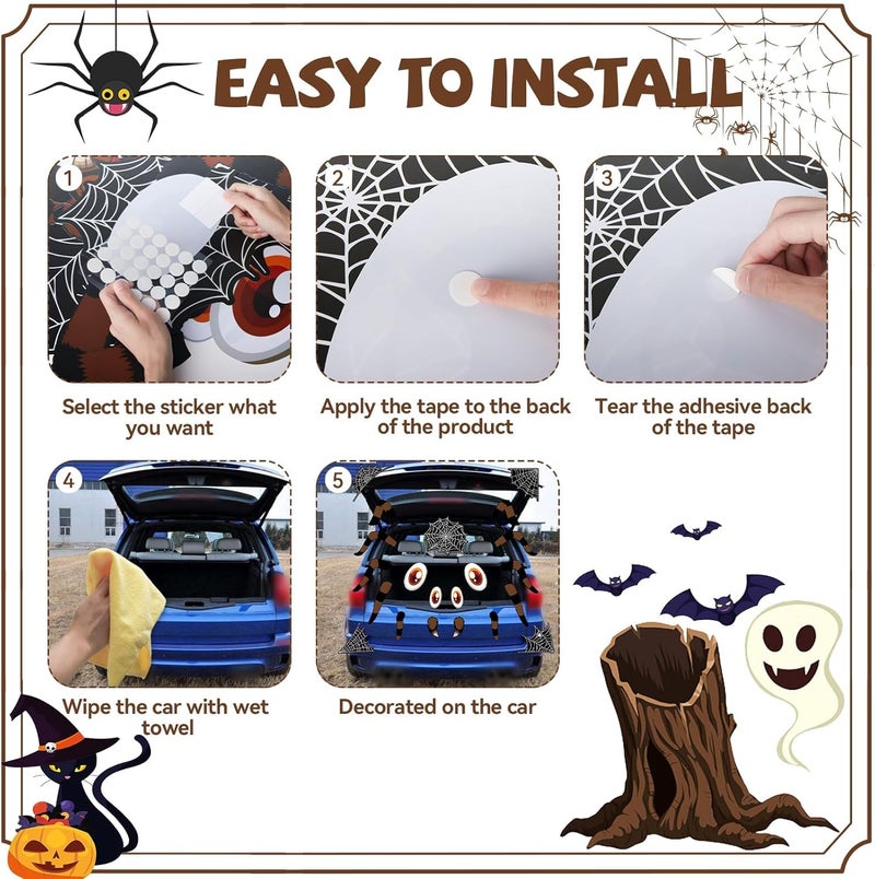 FUSOTO Halloween Trunk or Treat Car Decorations Kit, Scary Trunk or Treat Decorations for SUV, Halloween Truck Decor with Monster Large Eyes, Fangs, Halloween Decor for Car SUV Garage Door - Image 5